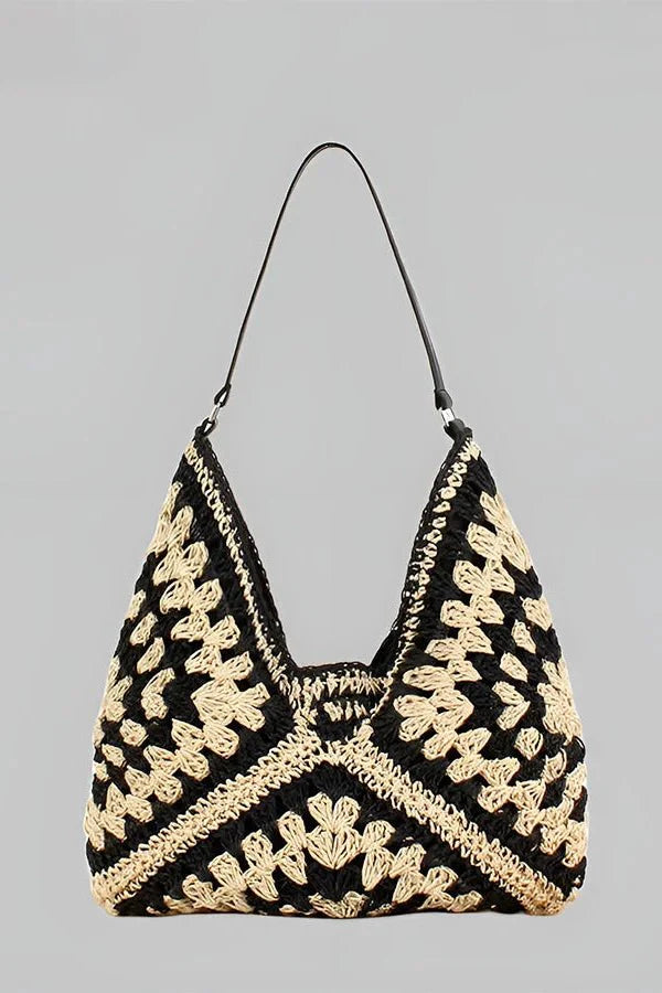 Annelise Shoulder Bag - Straw & PU Leather Summer Carryall - Image 6